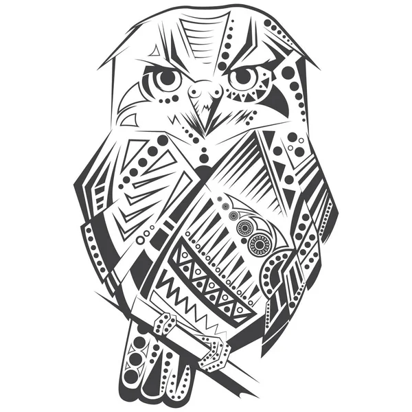 Dessin Hibou Dessin Tatouage — Image vectorielle