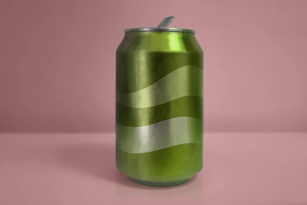 Yeşil Soda pembe arka plan üzerinde olabilir alüminyum