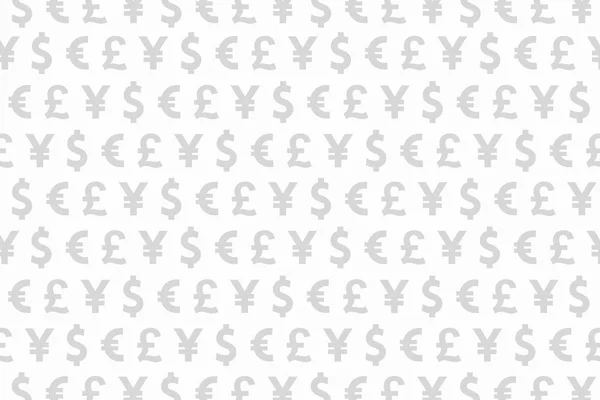 Beyaz ve gri dolar Euro Yen Pound para desen arka plan