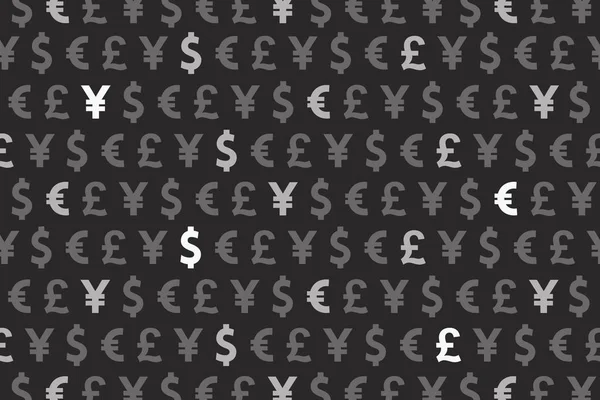 Siyah dolar Euro Yen Lirası para desen arka plan