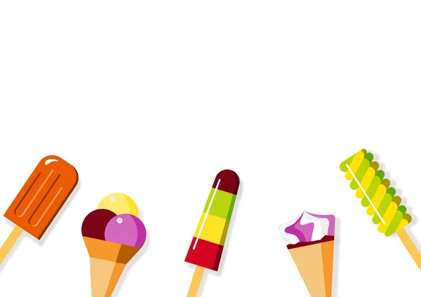 Popsicle & Ice Cream Flat Illustration Background — Fotografie, imagine de stoc