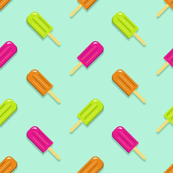 Limon, portakal ve çilekli dondurmayı yeşil arka plan deseni