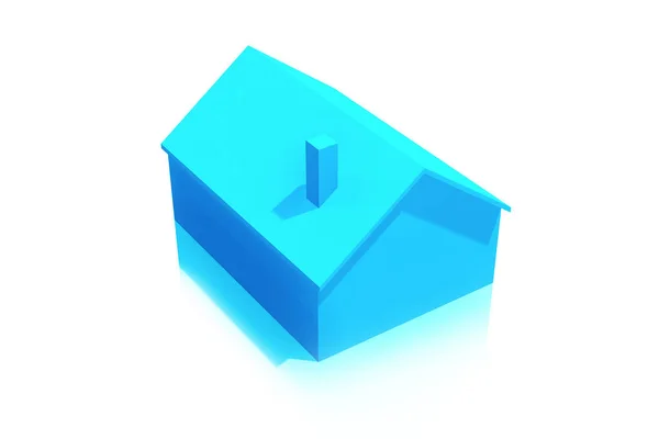 Pequeña casa azul de plástico 3D icono sobre fondo blanco — Foto de Stock