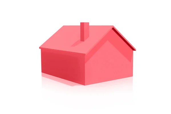 Pequeño icono plástico de la casa roja 3D sobre fondo blanco — Foto de Stock