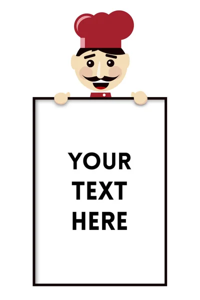 Şef kırmızı şapka büyük menü yönetim kurulu Mockup Hüseyin Holding ile gülümseyen