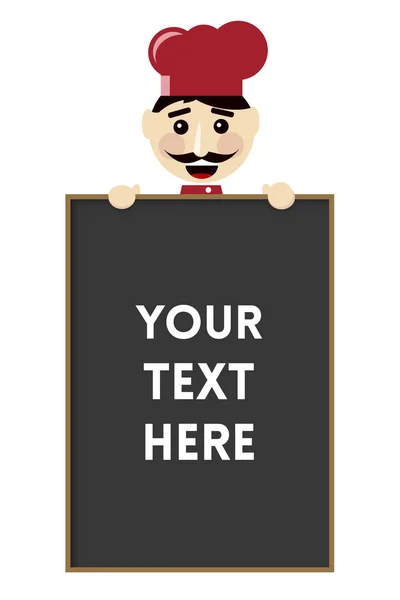 Şef kırmızı şapka büyük menü yönetim kurulu Mockup Hüseyin Holding ile gülümseyen