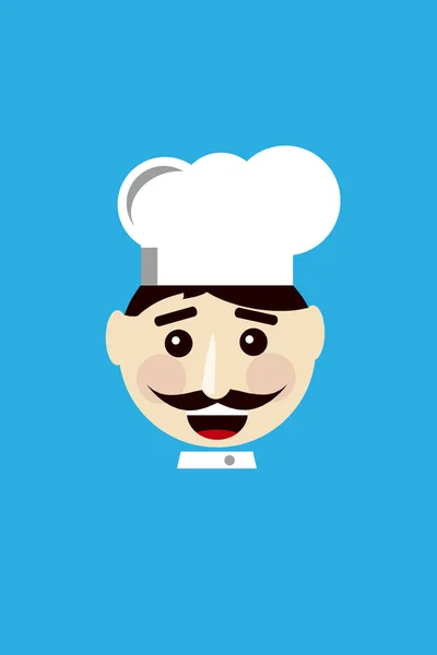 Mavi arka plan düz simge tasarlamak gülümseyen Chef
