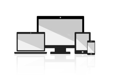 Duyarlı Web Tasarım düz simgesi grup illüstrasyon