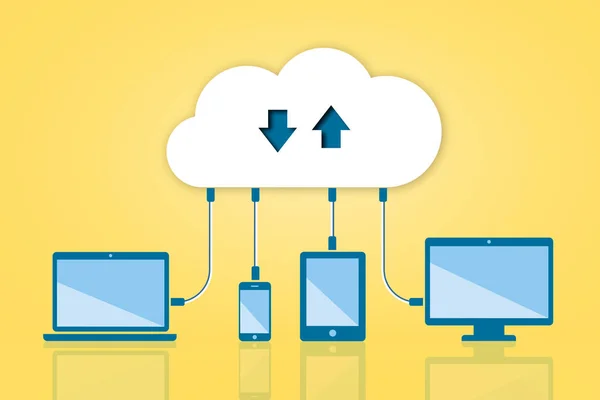 Güvenlik bulut düz illüstrasyon mavi zemin üzerine