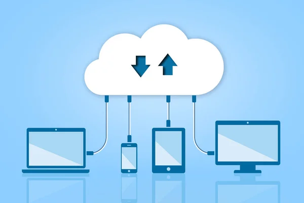 Güvenlik bulut düz illüstrasyon mavi zemin üzerine