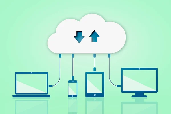 Güvenlik bulut düz illüstrasyon mavi zemin üzerine