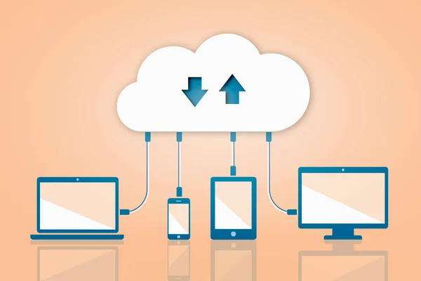 Güvenlik bulut düz illüstrasyon mavi zemin üzerine