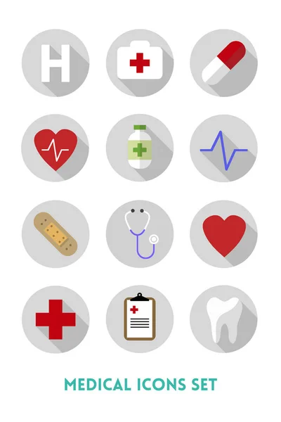 Cuidados de saúde e conjunto de ícones planos médicos — Fotografia de Stock