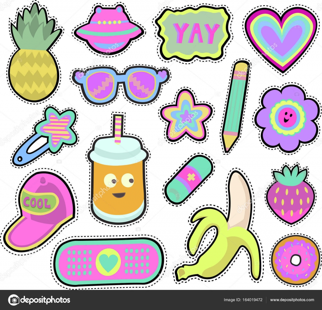 Kids stickers set Stock Vector by ©meowlina_meow 164019472