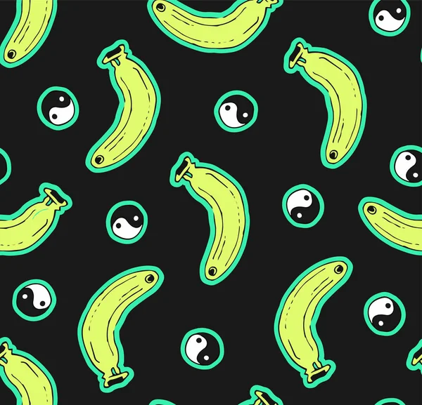 黒シームレスなバナナ パターン — ストックベクタ