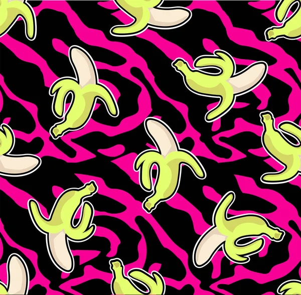 ピンクのシームレスなバナナ パターン — ストックベクタ