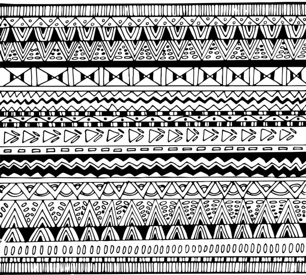 Modèle Tribal sans couture noir et blanc — Image vectorielle