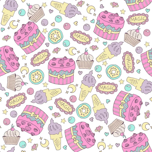 Seamless pattern with birthday cake — Stock Vector