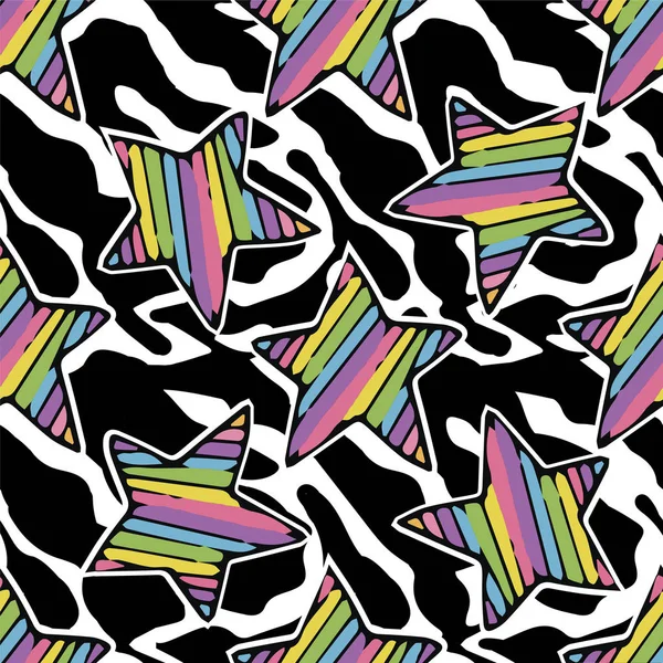 rainbow stars seamless pattern. 