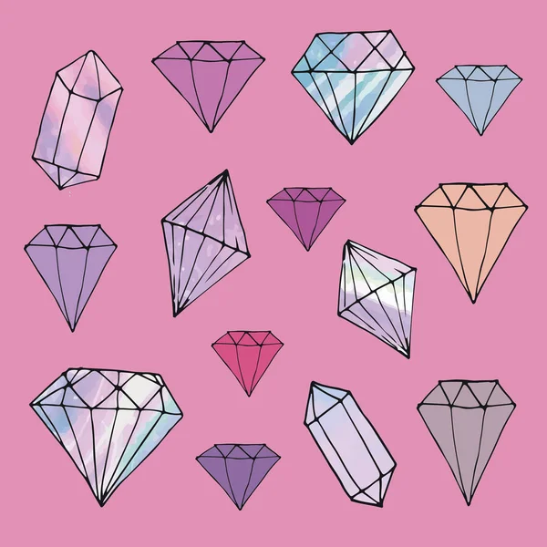 Fashion shiny diamond stickers set — Stock Vector