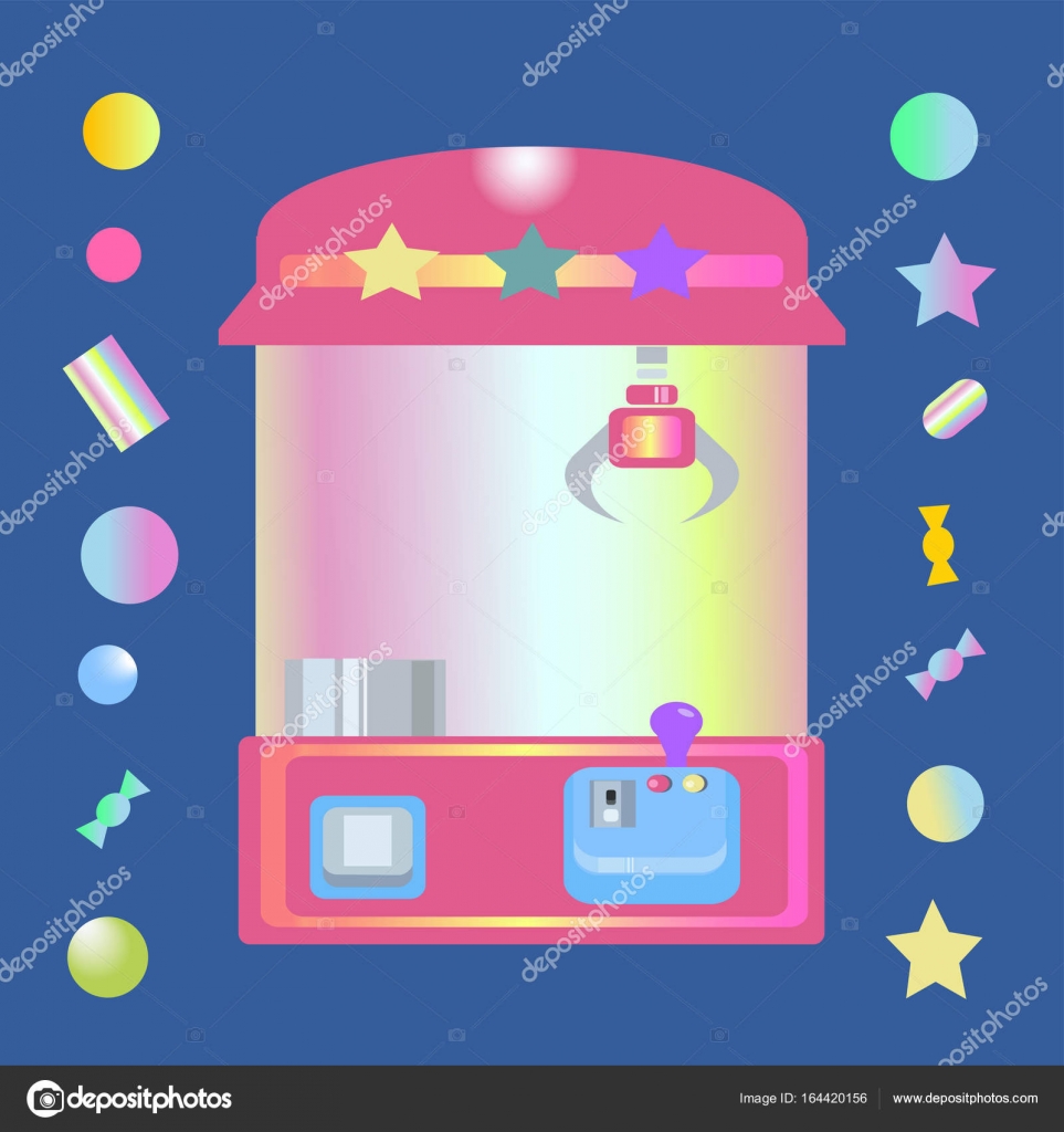 Toy claw machine with sweets Stock Vector by ©meowlina_meow
