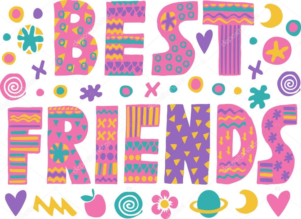 Best friends word art Word art Best Friends — Stock Vector © meowlina