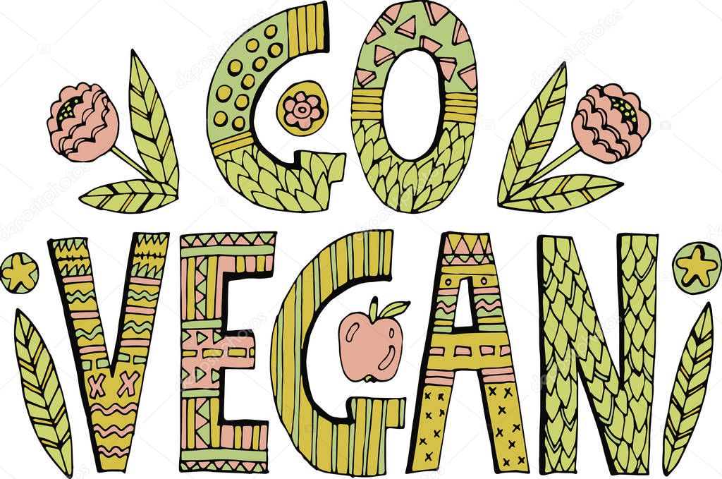 colorful Go Vegan lettering