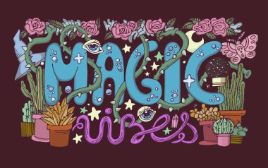 Renkli Magic vibes yazı ayrıntılı