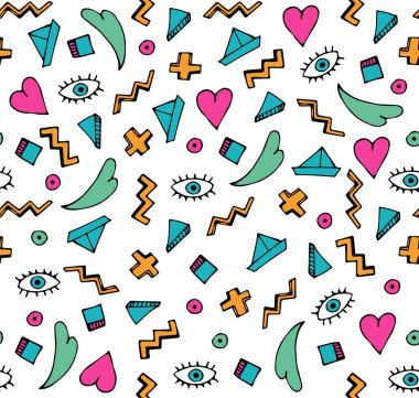 Beyaz doodle seamless modeli