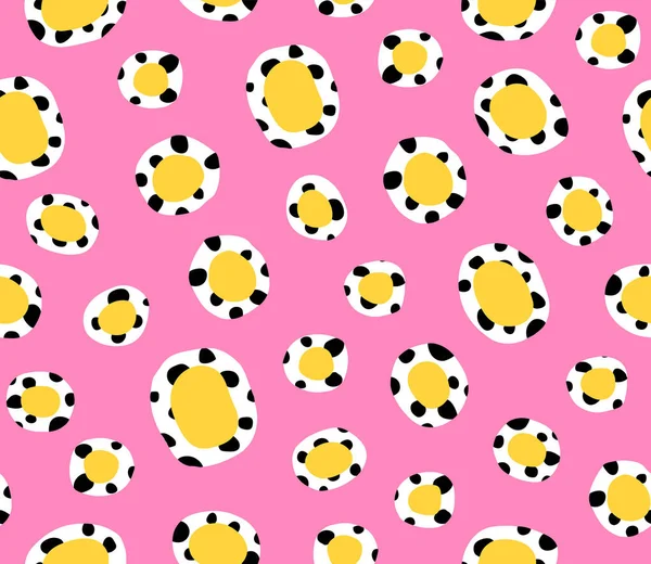Patrón de leopardo rosa y amarillo sin costuras 80s 90s style.Dalmatian — Vector de stock