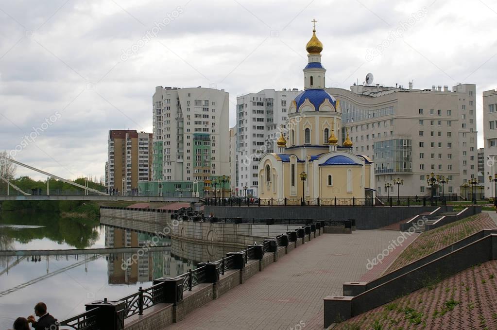 University embankment, campus and the Church of the Archangel Gabriel in Belgorod