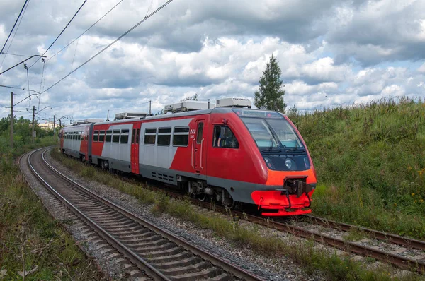 Diesel Treinstel Ra2 108 Spooraansluiting Vanaf Station Koebinka Naar Patriot — Stockfoto