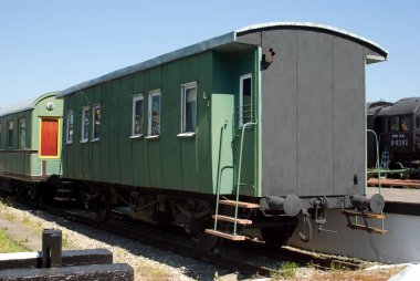 1879 yılında demiryolu teknolojisi, Kaliningrad, Rusya Federasyonu, 11 Mayıs 2008 Müzesi'nde inşa 2 Dingilli yolcu aracı