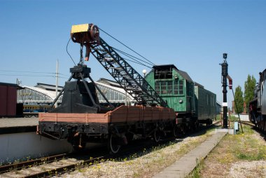 Demiryolu kundağı vinç Mk-6 tren teknolojisi, Kaliningrad, Rusya Federasyonu, 11 Mayıs 2008 Müzesi'nde