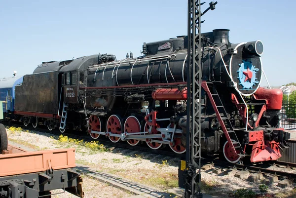 Configuración Rueda Locomotora Vapor Carga 0282 Museo Tecnología Ferroviaria Kaliningrado — Foto de Stock