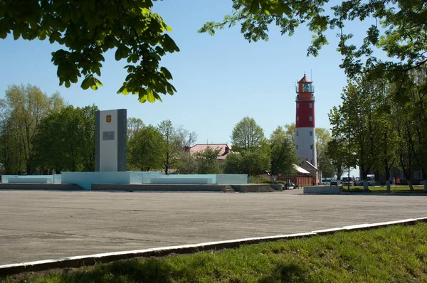 Vista Farol Praça Chamada Báltico Glória Baltiysk Região Kaliningrado Federação — Fotografia de Stock