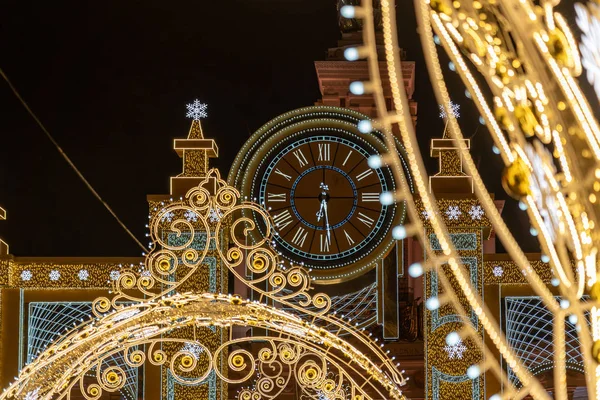Újévi Karácsonyi Fényszobrok Vdnkh Központi Sugárútján Moszkva Orosz Föderáció 2019 — Stock Fotó