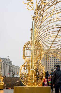 Manege Meydanı 'ndaki ışık kemerinin bir parçası, Moskova, Rusya Federasyonu, 15 Aralık 2019