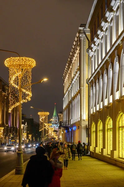 Nový Rok Vánoční Ozdoby Ulici Vozdvizhenka Moskva Ruská Federace Prosince — Stock fotografie