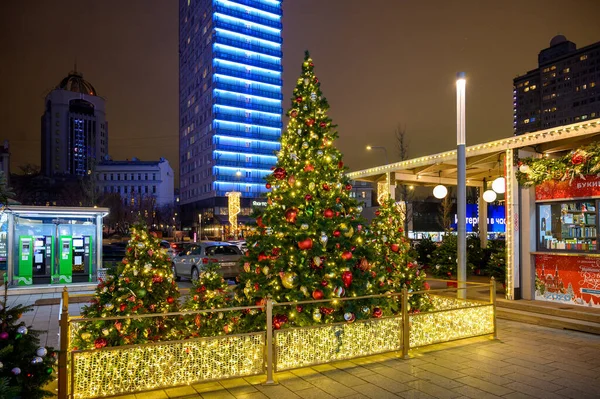 Decoraciones Año Nuevo Navidad Calle Novy Arbat Moscú Federación Rusa — Foto de Stock