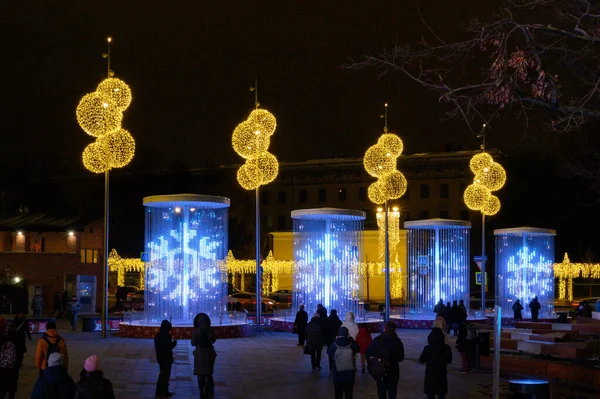 Decorações Ano Novo Natal Sala Concertos Zaryadye Moscou Federação Russa — Fotografia de Stock