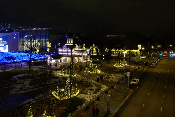 Gezicht Conceptiekerk Van Sint Anne Hoek Nieuwjaars Kerstversiering Het Zaryadye — Stockfoto