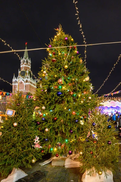 Árbol Navidad Gum Fair Plaza Roja Moscú Federación Rusa Enero — Foto de Stock