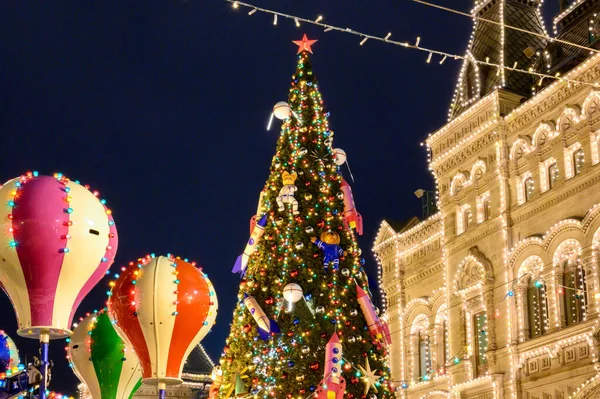 Sapin Noël Gum Fair Sur Place Rouge Moscou Fédération Russie — Photo