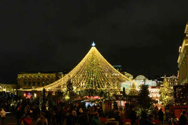 New Year Christmas Decoration Manege Square Moscow Russian Federation January — Stock Photo, Image