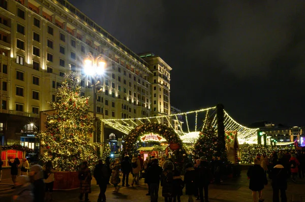 Nieuwjaar Kerstversiering Van Het Manege Plein Moskou Russische Federatie Januari — Stockfoto