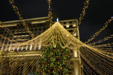 Manege Meydanı 'ndaki Noel ağacı, Moskova, Rusya Federasyonu, 10 Ocak 2020