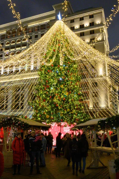 Árbol Navidad Plaza Manege Moscú Federación Rusa Enero 2020 — Foto de Stock