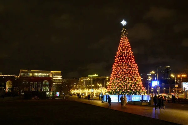 Decoraciones Año Nuevo Navidad Calle Krymsky Val Moscú Federación Rusa — Foto de Stock