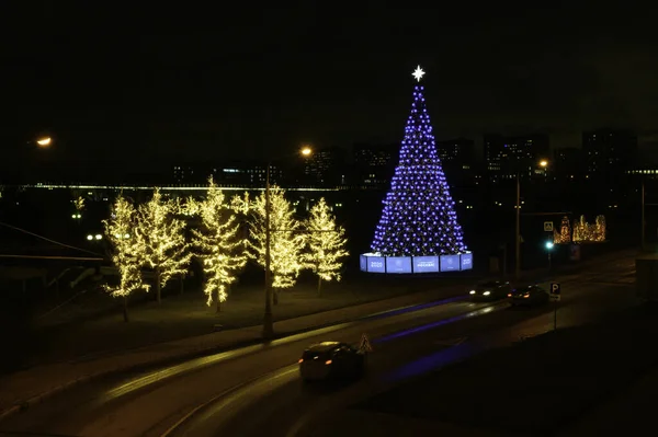 Nieuwjaar Kerstversiering Het Park Aquaduct Moskou Russische Federatie Januari 2020 — Stockfoto